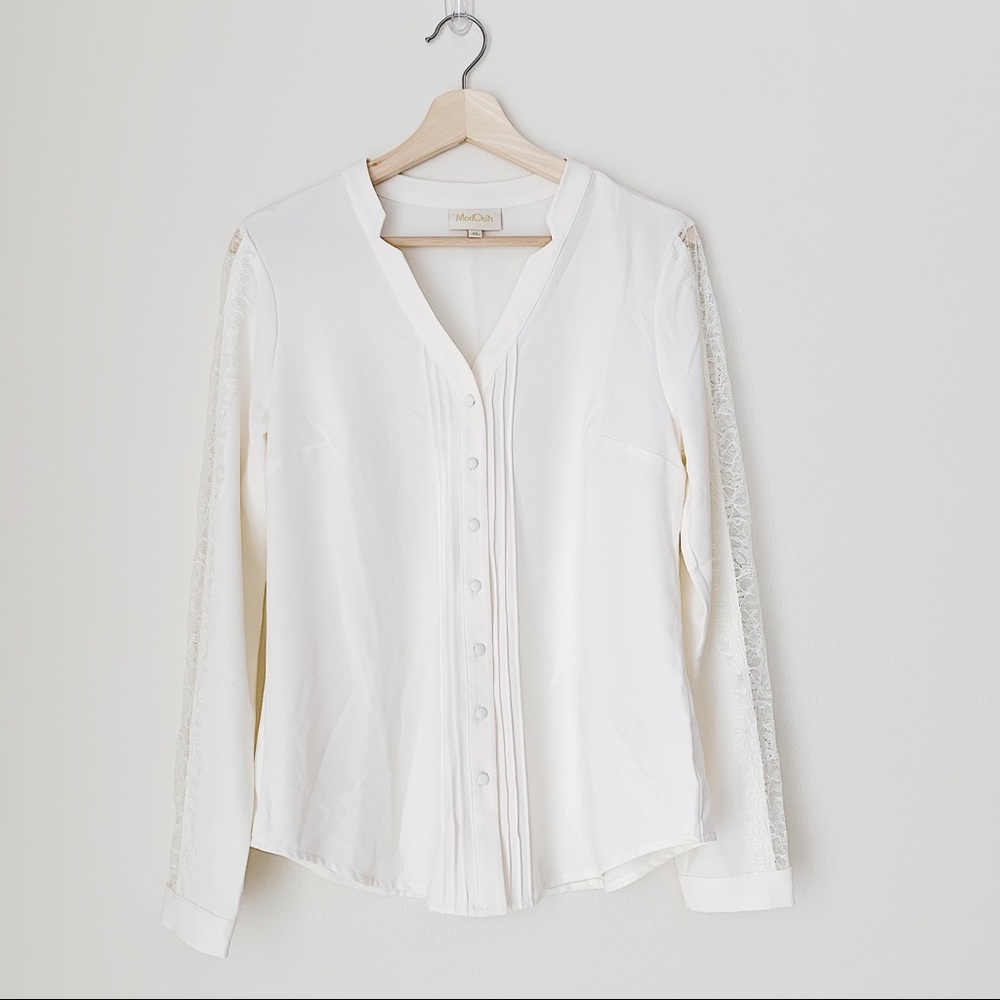 ModCloth Cream Button Lace Blouse